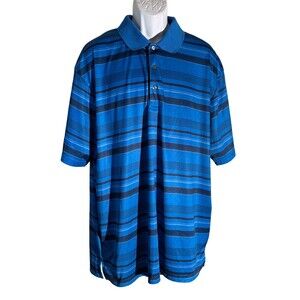 BEN HOGAN PERFORMANCE Short Sleeve Button Down Golf Polo Shirt Blue Black 3XL